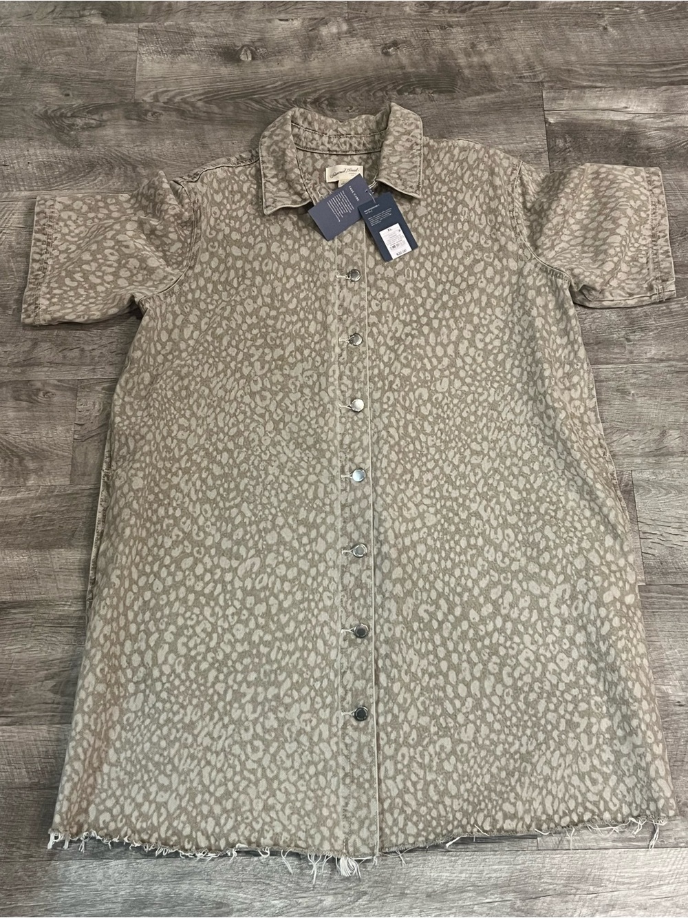 NWT Universal Thread Leopard Print Denim Dress with Raw Hem XL